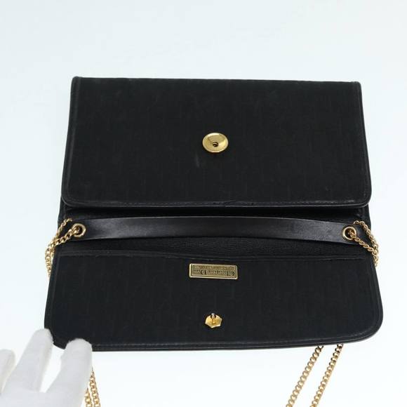 Christian Dior Trotter Canvas Chain Shoulder Bag Black Gold Auth 90397 - Picture 9 of 16